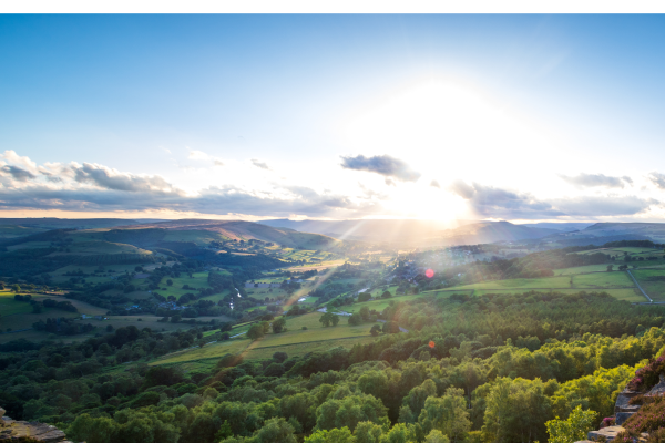 A sunny view of the Peak District